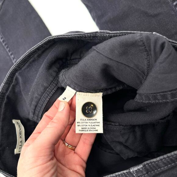 ULLA JOHNSON Ellis Jeans Charcoal Size 2 Black Gray Denim High Rise Kick Flare - Picture 15 of 16